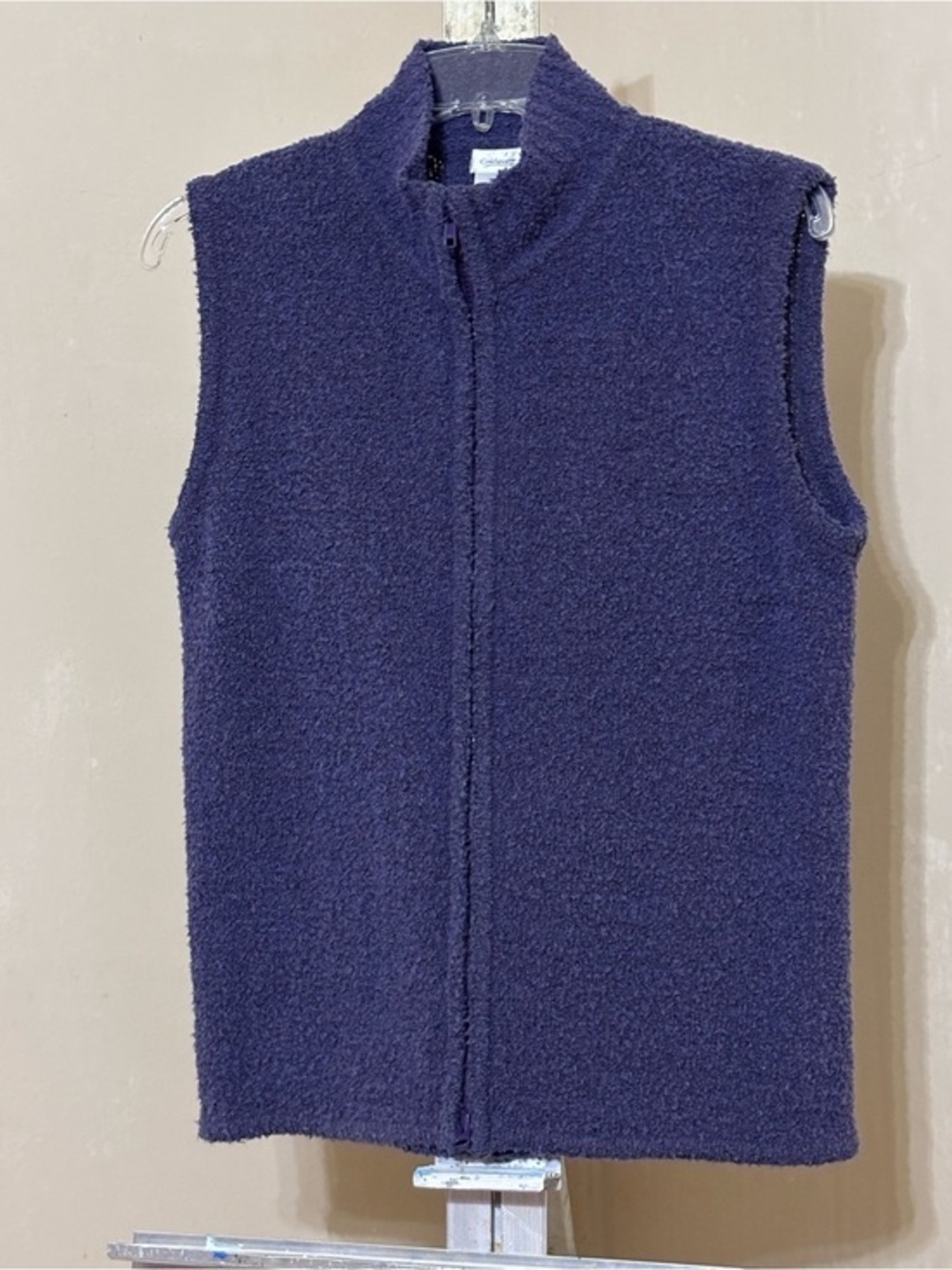 Coldwater Creek Purple Bouclé Zip Front Vest Sleeveless Sweater Coastal Grandma
